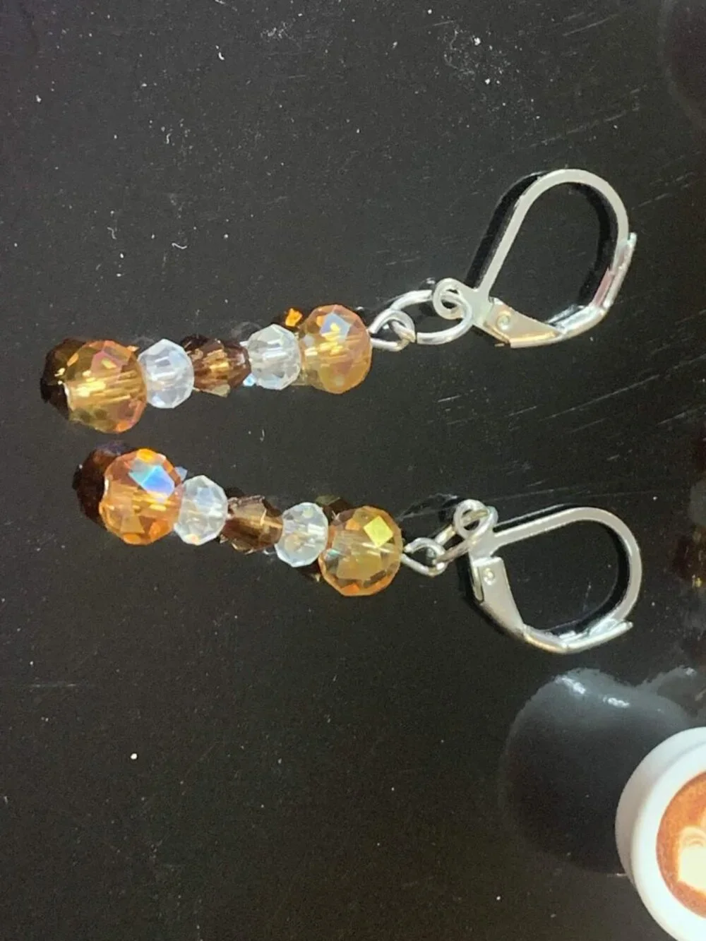 'Coffee is Love' Handmade glass coil bracelet and earring set - Picture 5 of 5